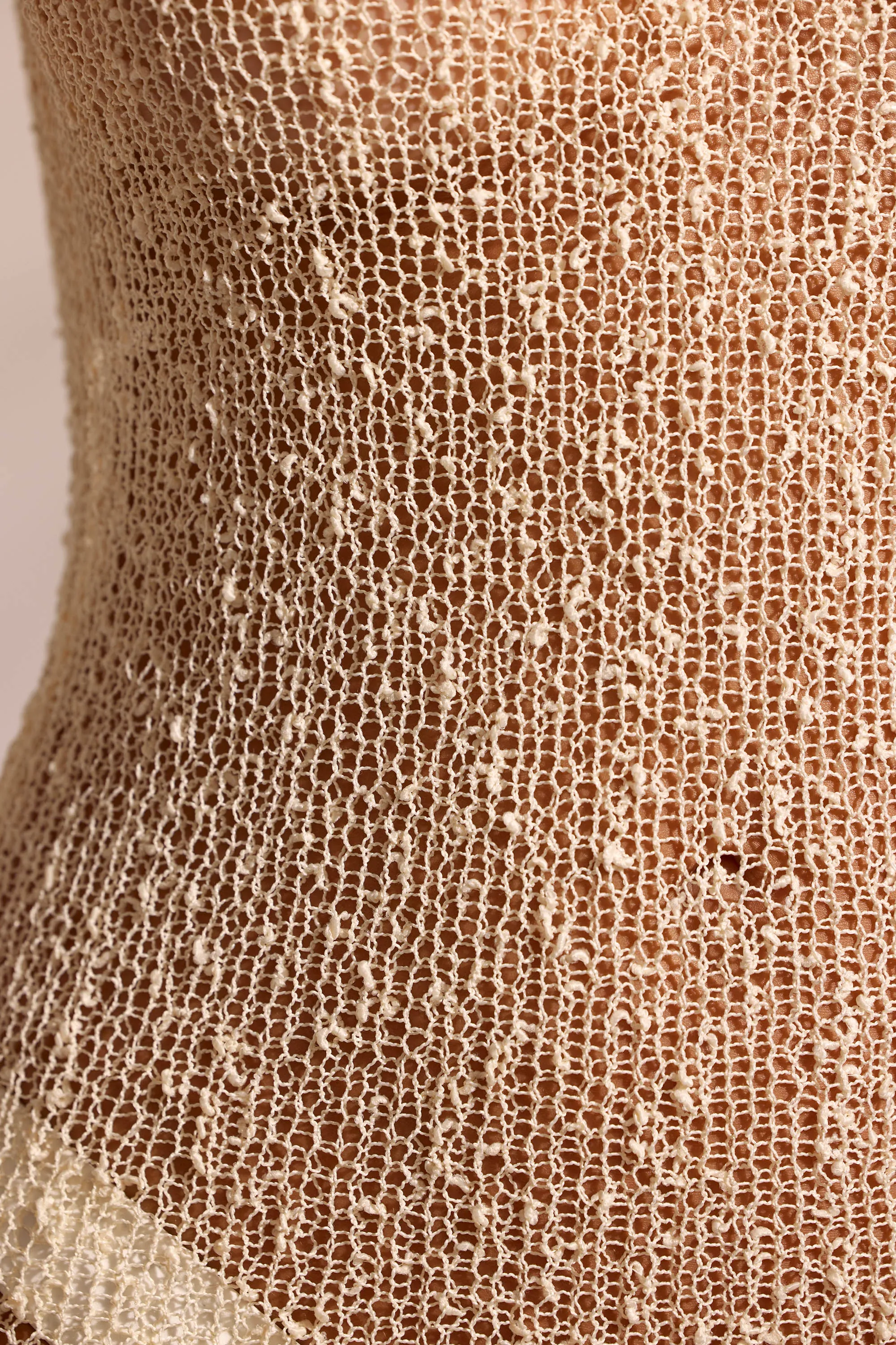 Crochet Knit Beach Mini Dress in White sold by Oh Polly product image thumbnail 4