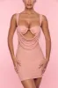 Low Cowl Neck Embellished Mini Dress in Rose sold by Oh Polly