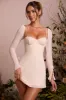 Long Sleeve Lace Cup Mini Dress in Ivory sold by Oh Polly