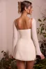 Long Sleeve Lace Cup Mini Dress in Ivory sold by Oh Polly