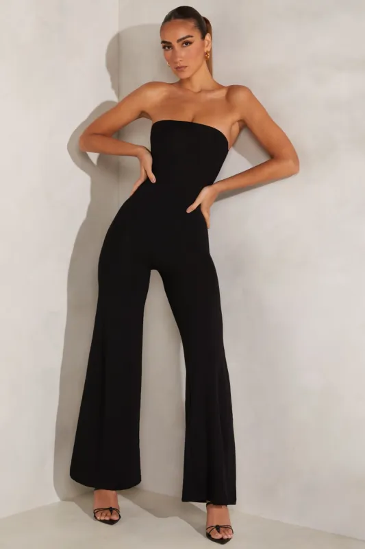 Bandeau Wide Leg Jumpsuit in Black sold by Oh Polly