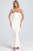 Draped Floral-Appliqué Maxi Dress in Ivory sold by Oh Polly