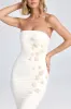 Draped Floral-Appliqué Maxi Dress in Ivory sold by Oh Polly
