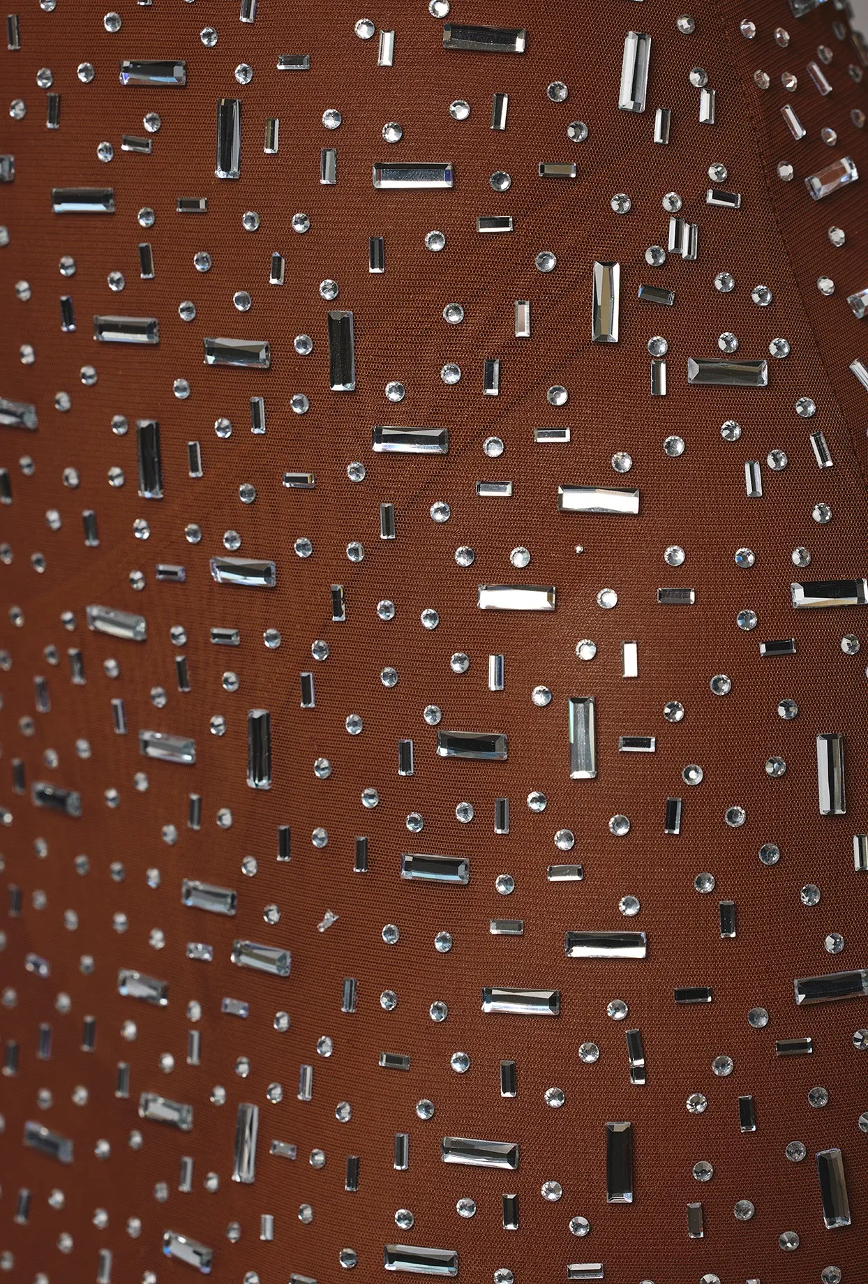 Sheer Embellished Long Sleeve Evening Gown in Mocha sold by Oh Polly product image thumbnail 5