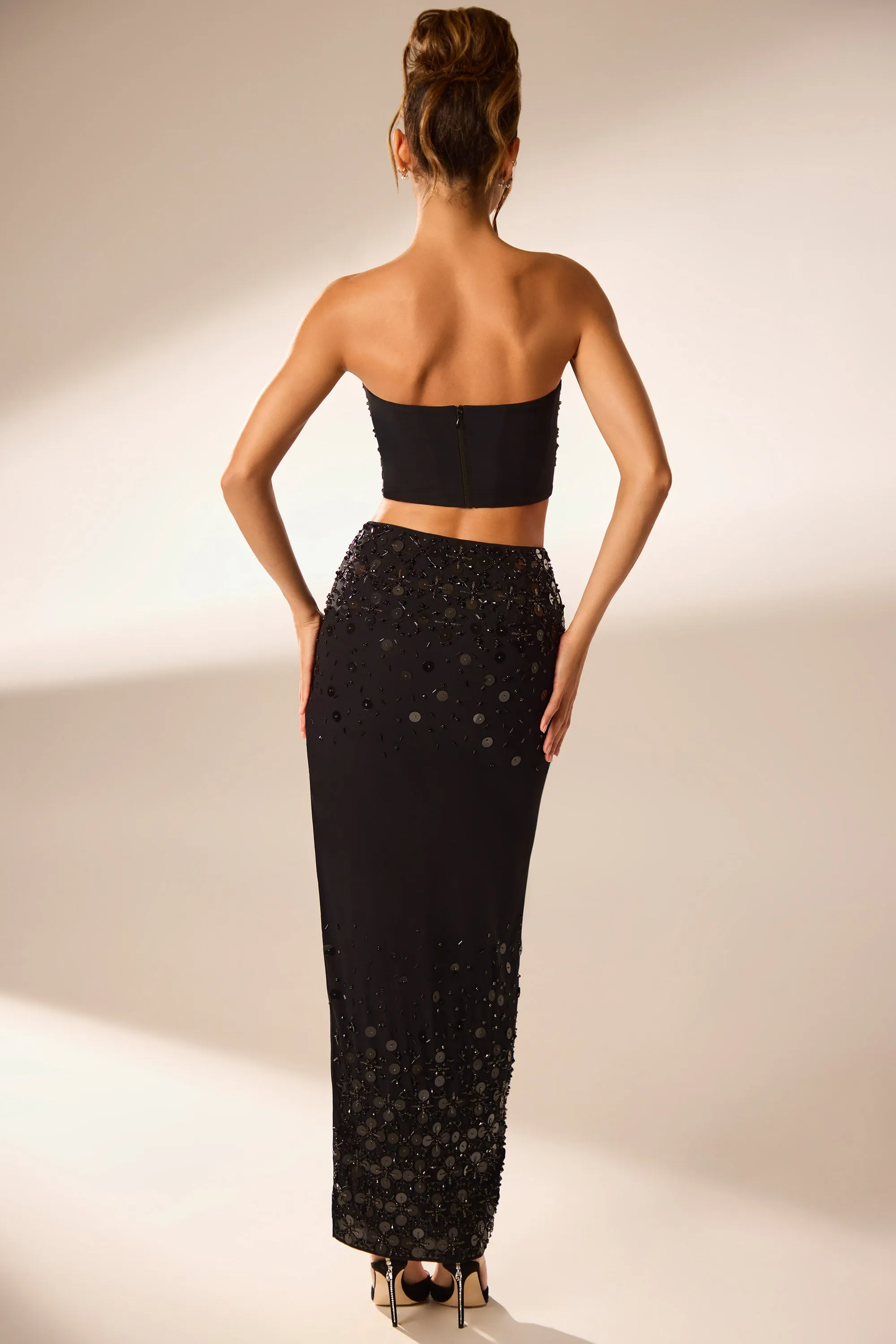 Hand Embellished Maxi Skirt in Black sold by Oh Polly product image thumbnail 2