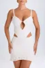 Ruffle-Appliqué Cut-Out Mini Dress in White sold by Oh Polly