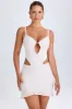 Ruffle-Appliqué Cut-Out Mini Dress in White sold by Oh Polly
