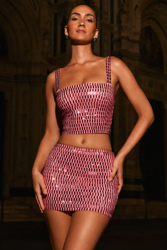 Embellished Square-Neck Top in Watermelon sold by Oh Polly