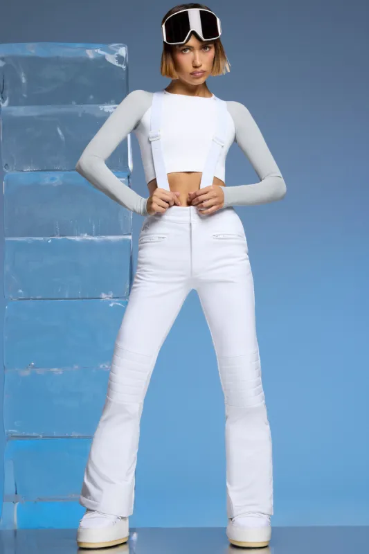 Petite Fleece Lined Ski Pants in White sold by Oh Polly