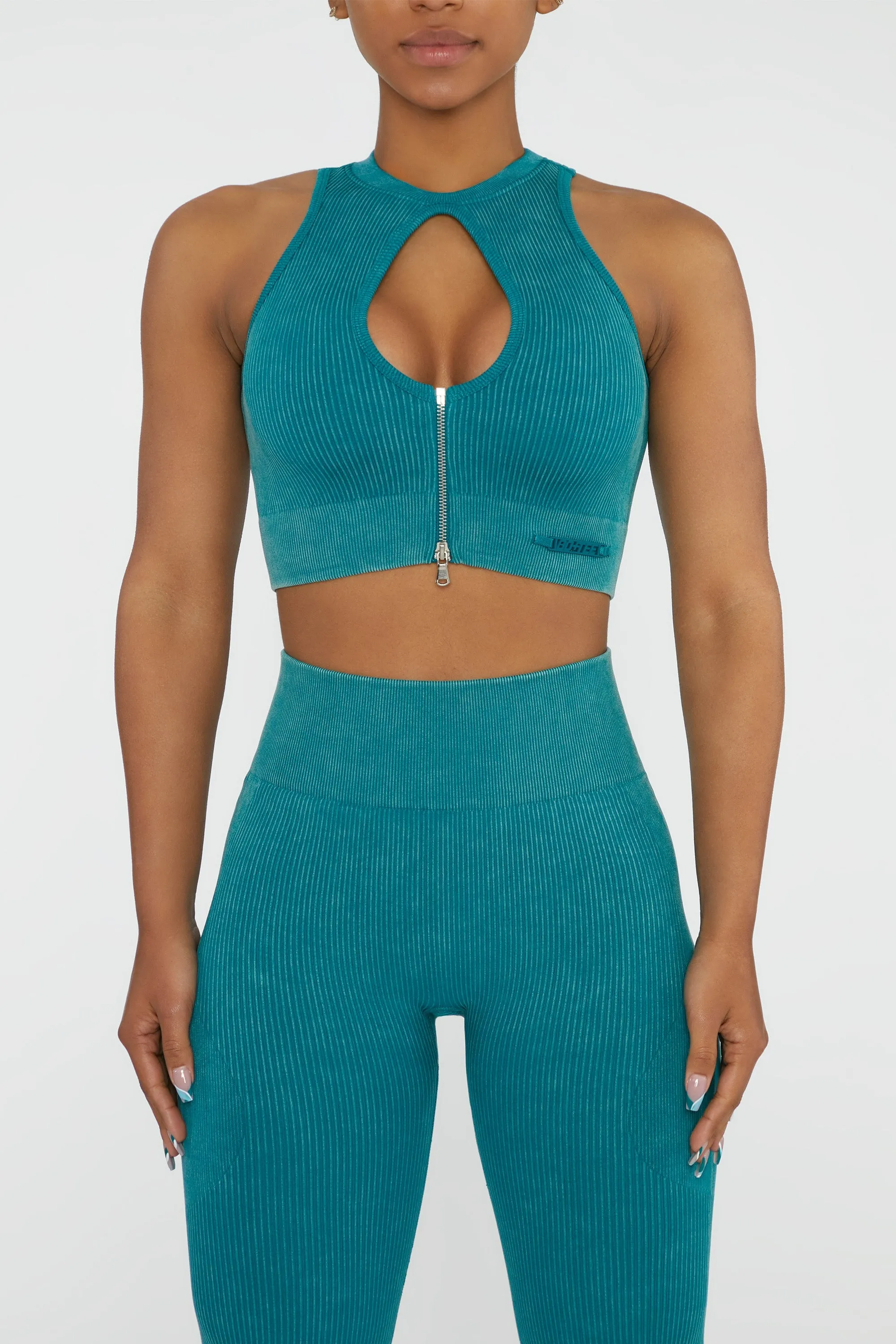Keyhole Zip Crop Top in Teal sold by Oh Polly product image thumbnail 5