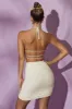 Asymmetric Ruched Mini Skirt in White sold by Oh Polly