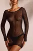 Crochet Knit Beach Mini Dress in Black sold by Oh Polly