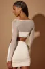 Asymmetric Draped Mini Skirt in Ivory sold by Oh Polly