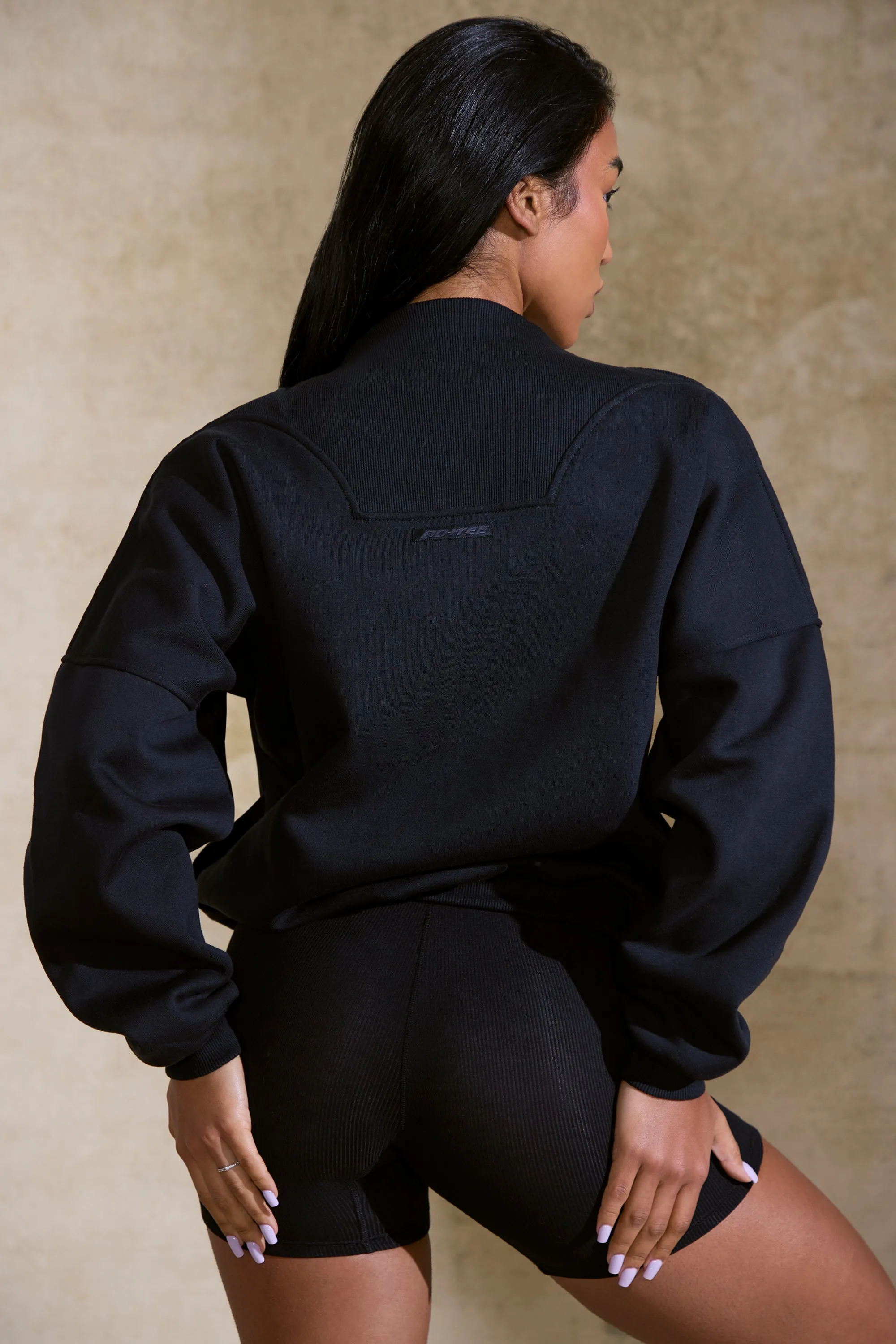 Oversized Half Zip Sweatshirt in Black sold by Oh Polly product image thumbnail 2