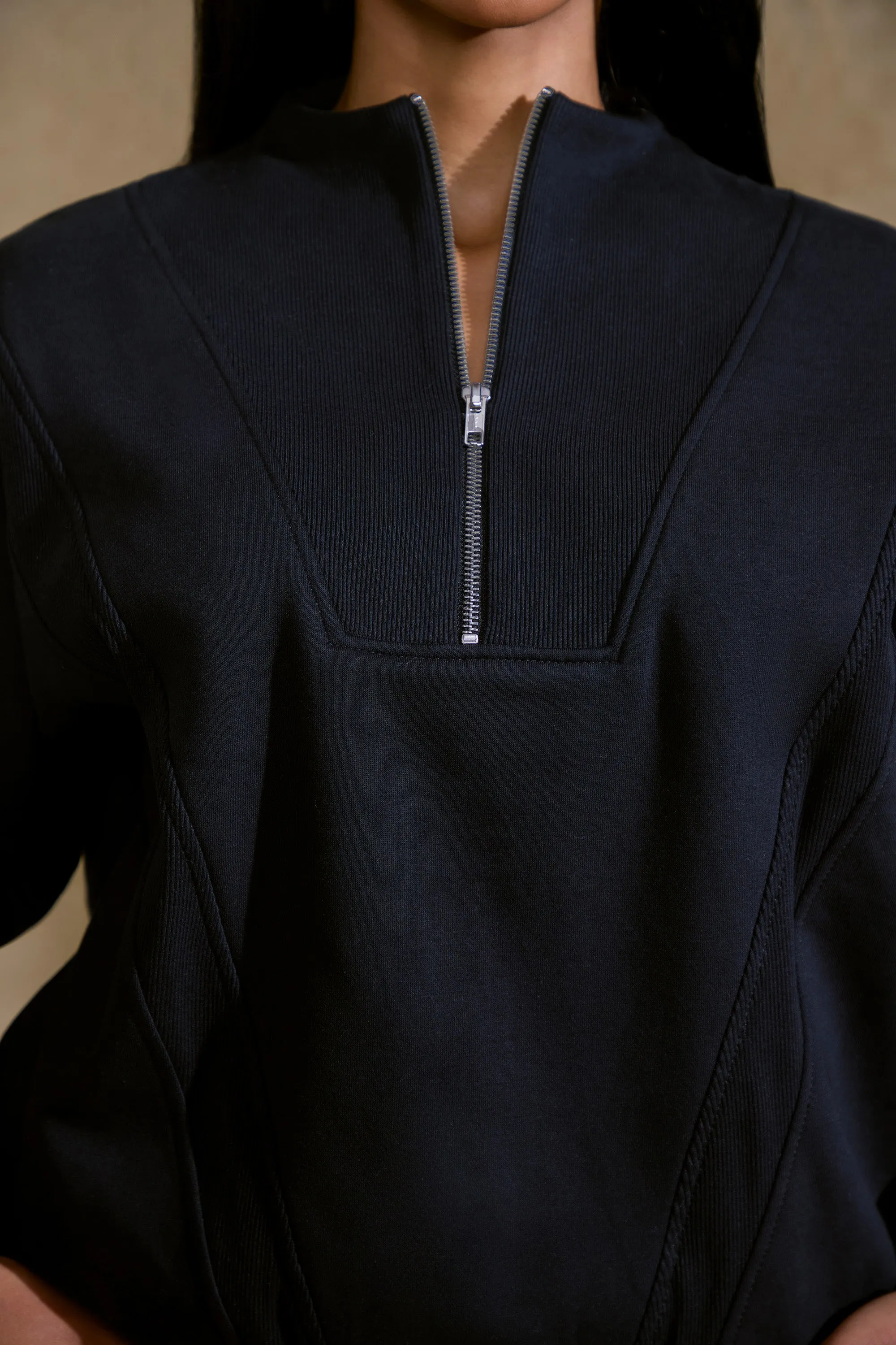 Oversized Half Zip Sweatshirt in Black sold by Oh Polly product image thumbnail 4