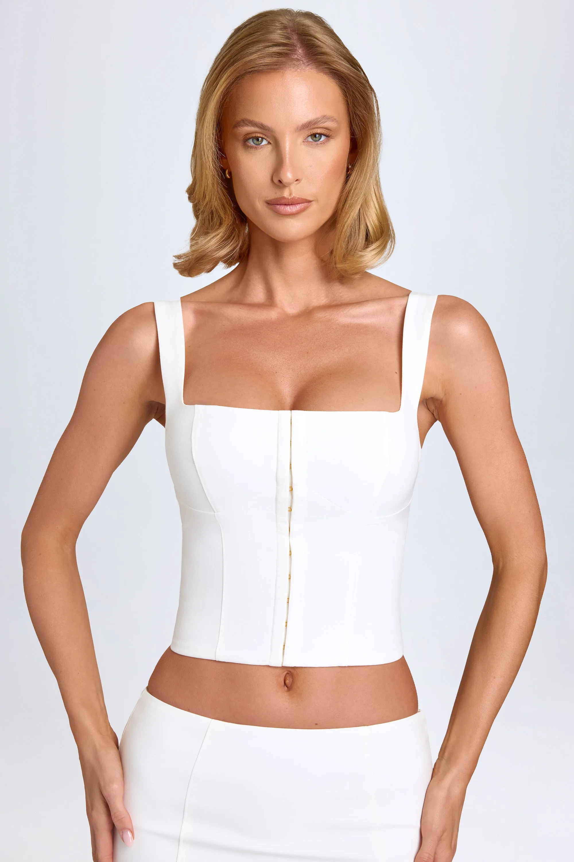 Hook-And-Eye Corset Top in White sold by Oh Polly product image thumbnail 5