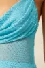 Embellished Cowl Mini Dress in Aqua sold by Oh Polly