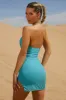 Embellished Cowl Mini Dress in Aqua sold by Oh Polly