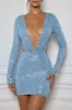 Embellished Cut-Out Mini Dress in Light Blue sold by Oh Polly