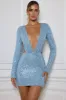 Embellished Cut-Out Mini Dress in Light Blue sold by Oh Polly