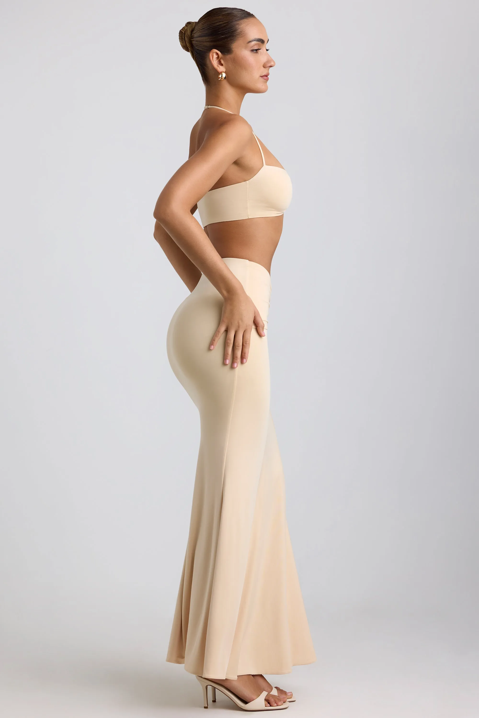 Slinky Jersey Hardware Detail Maxi Skirt in Buttercream sold by Oh Polly product image thumbnail 3