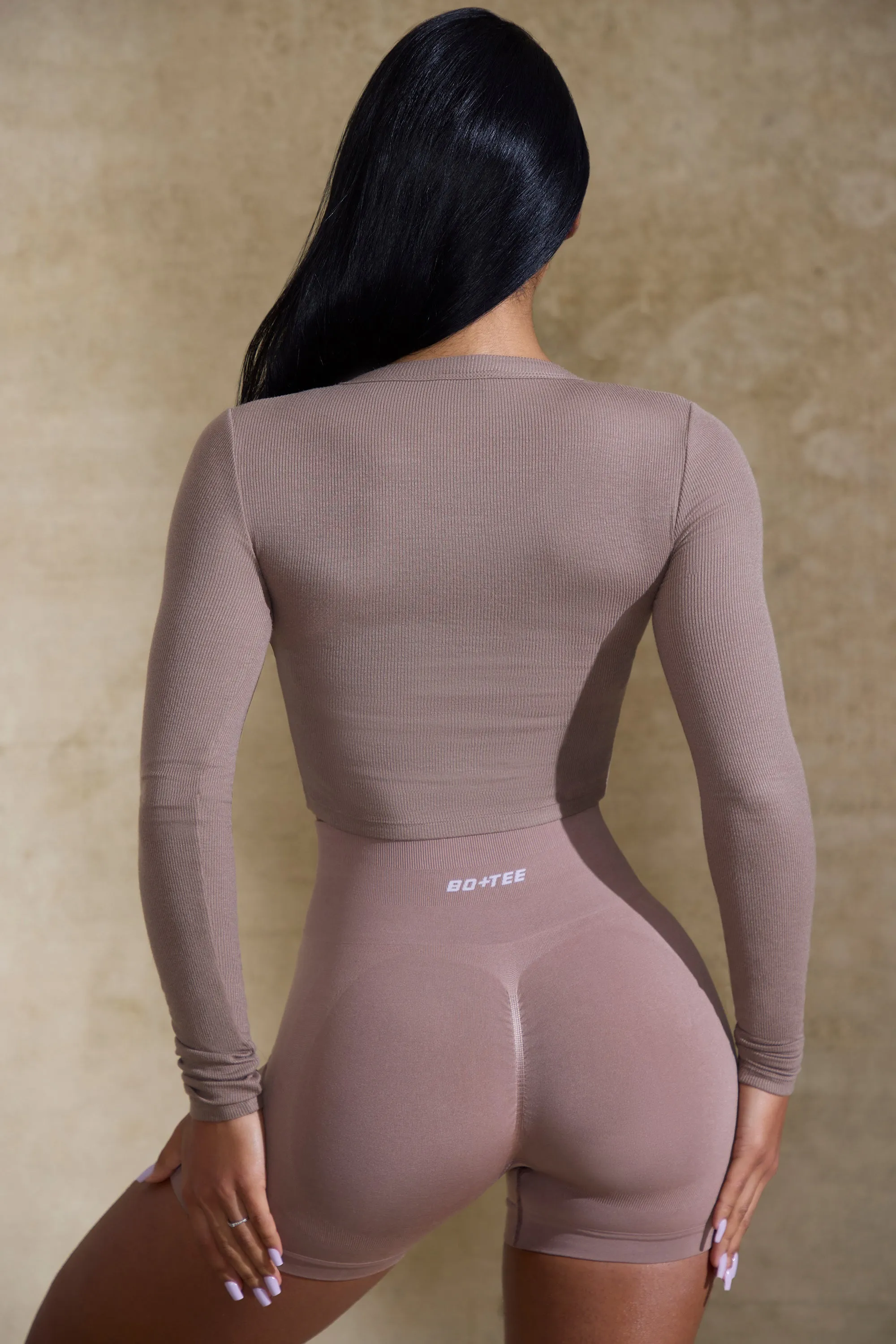 Cropped Rib Cardigan in Mocha sold by Oh Polly product image thumbnail 2