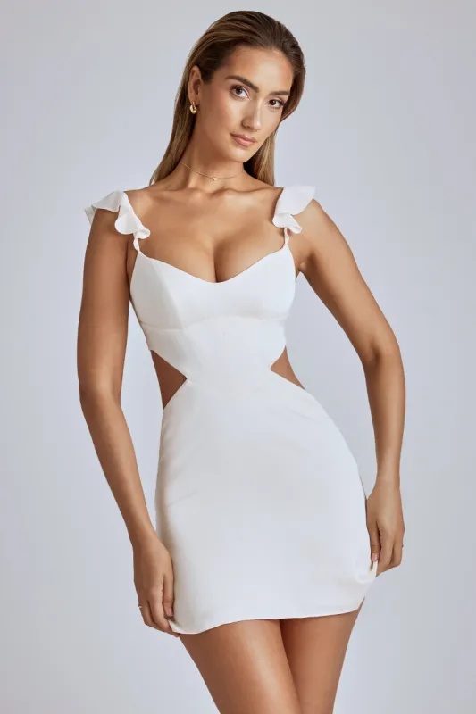 Cut Out Satin Mini Dress in Ivory sold by Oh Polly