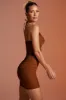 Halter Neck Corset Mini Dress in Brown sold by Oh Polly