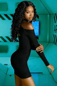 High Neck Cut Out Mini Dress in Black sold by Oh Polly