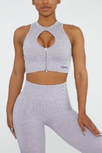 Keyhole Zip Crop Top in Lilac sold by Oh Polly