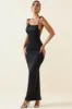 Ruched Backless Maxi Dress in Black sold by Oh Polly