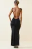 Ruched Backless Maxi Dress in Black sold by Oh Polly