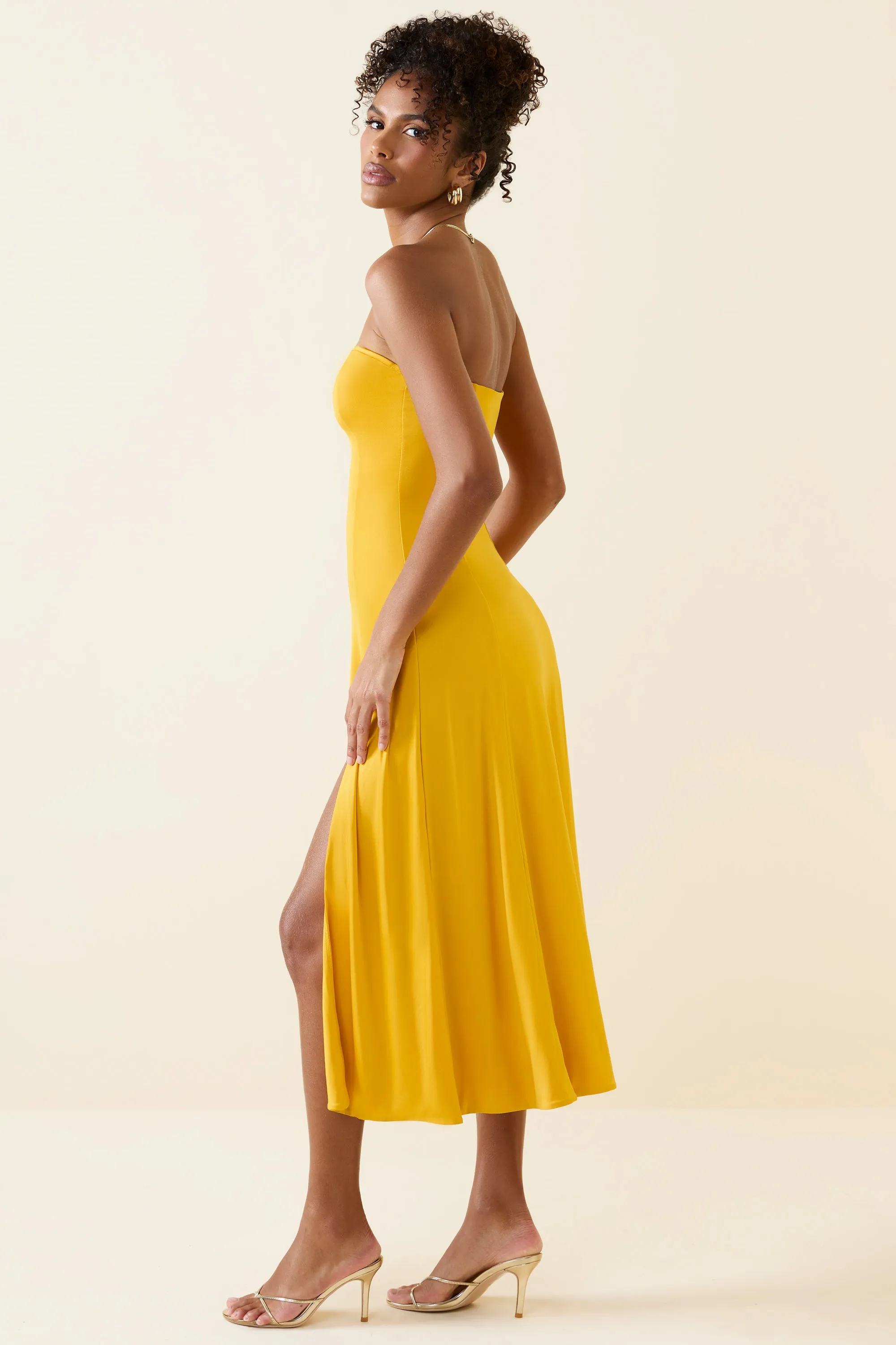 Bandeau Midaxi Dress in Golden Yellow sold by Oh Polly product image thumbnail 3