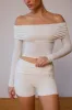 Sheer Off-Shoulder Long-Sleeve Top in Soft White sold by Oh Polly