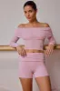 Sheer Off-Shoulder Long-Sleeve Top in Soft Pink sold by Oh Polly