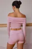 Sheer Off-Shoulder Long-Sleeve Top in Soft Pink sold by Oh Polly