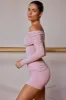 Sheer Off-Shoulder Long-Sleeve Top in Soft Pink sold by Oh Polly