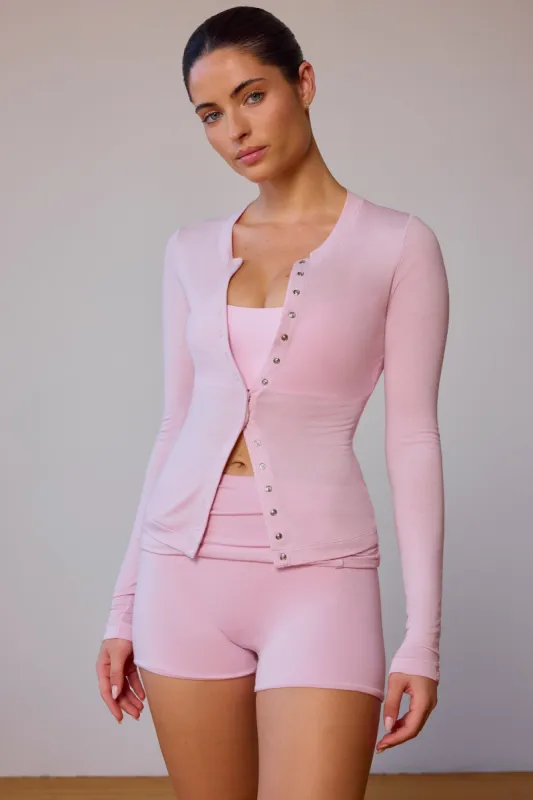 Full-Length Cardigan in Soft Pink sold by Oh Polly