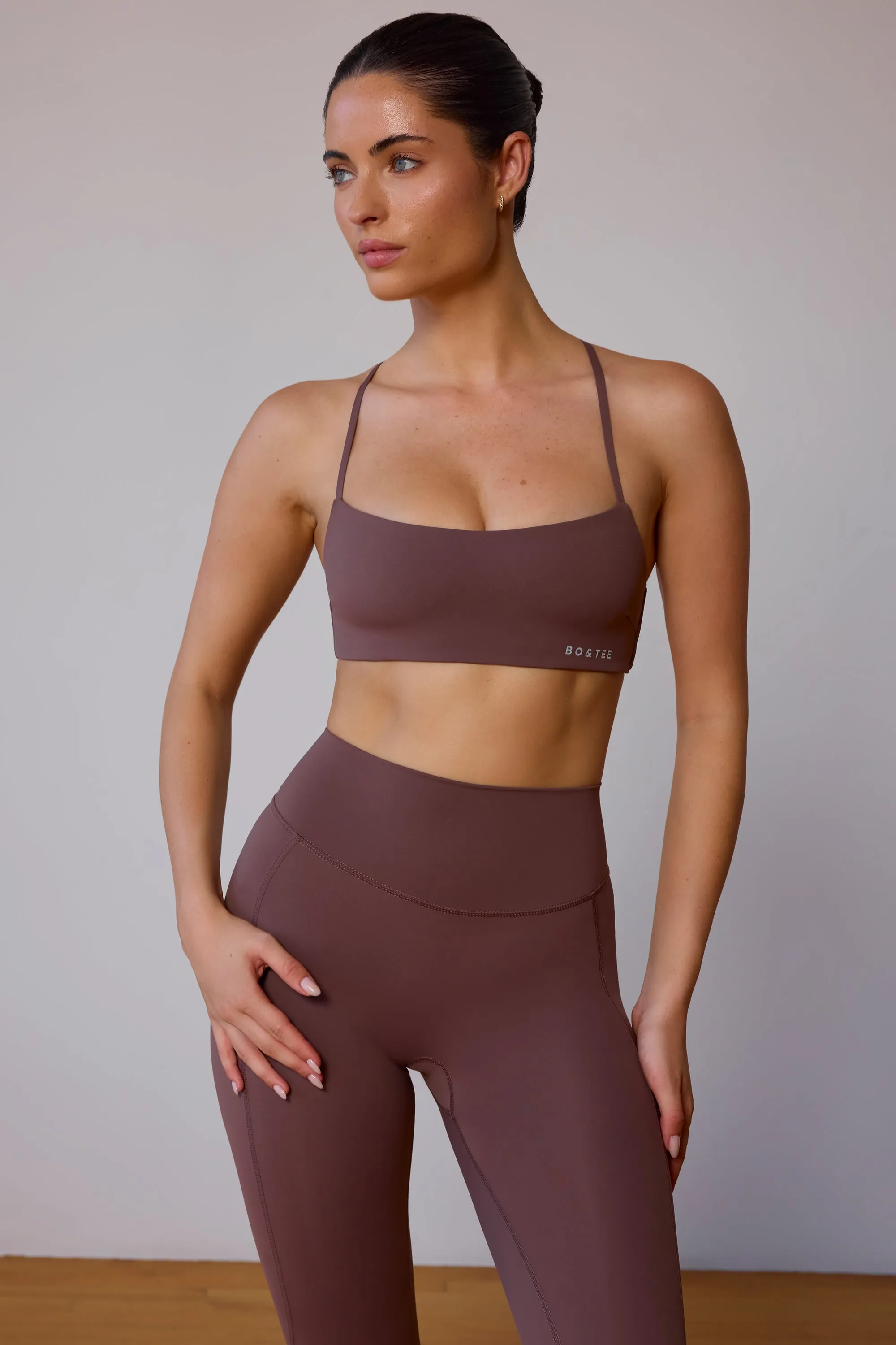 Cross-Back Sports Bra in Taupe Brown sold by Oh Polly product image thumbnail 2