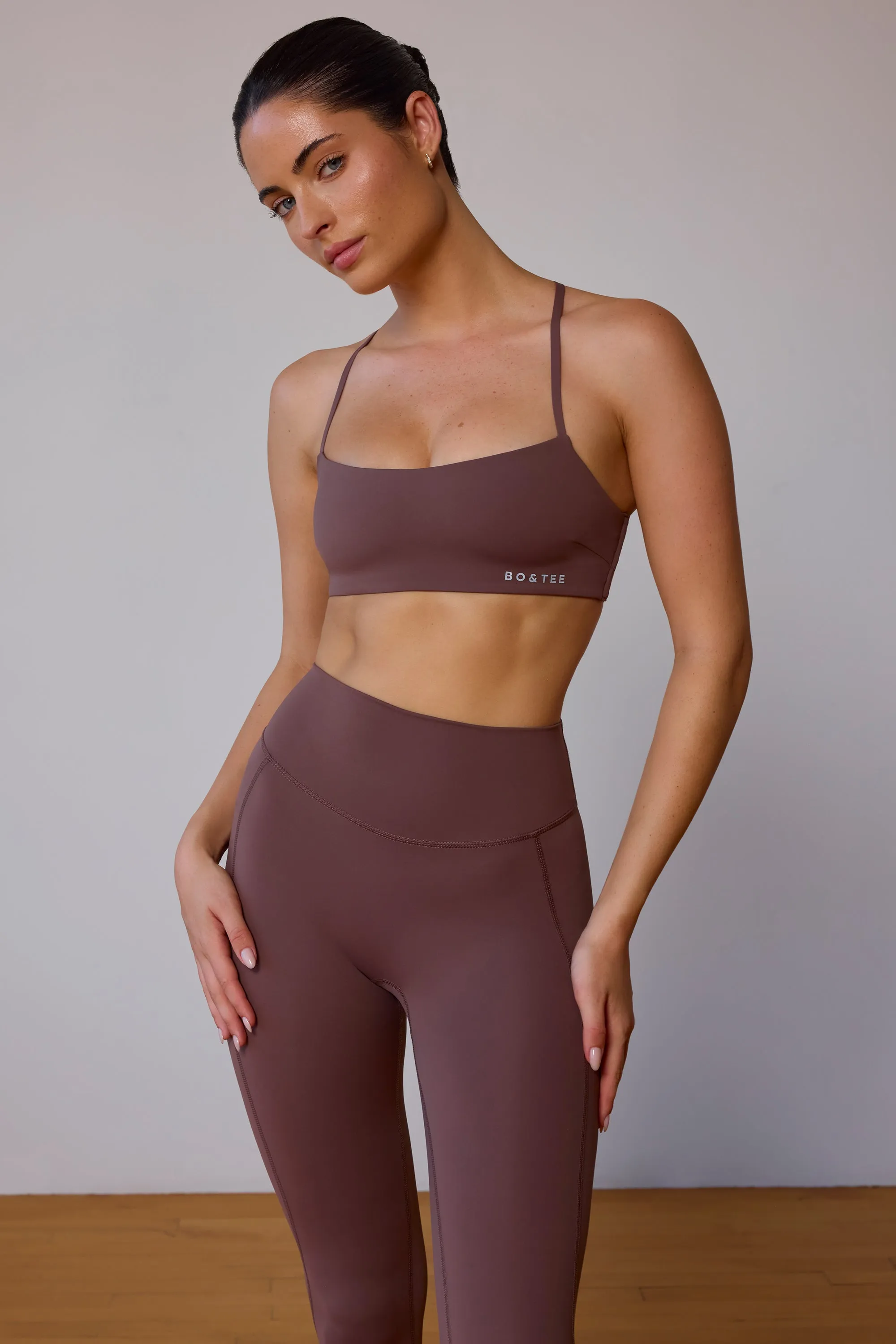 Cross-Back Sports Bra in Taupe Brown sold by Oh Polly product image thumbnail 5