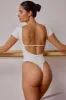 Backless Panelled Bodysuit in Soft White sold by Oh Polly