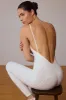 Petite Open-Back Jumpsuit in Soft White sold by Oh Polly