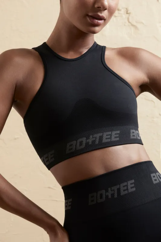 Seamless Racerback Crop Top in Black sold by Oh Polly