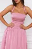 Halterneck Lace-Up Ruched Corset Midi Dress in Mauve sold by Oh Polly