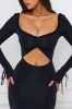 Ruffle-Trim Cut-Out Maxi Dress in Black sold by Oh Polly