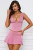 Mid-Rise Godet A-Line Mini Skirt in Mauve sold by Oh Polly