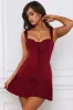 Bow-Detail Lace-Up Corset Mini Dress in Berry Red sold by Oh Polly