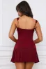 Bow-Detail Lace-Up Corset Mini Dress in Berry Red sold by Oh Polly
