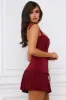 Bow-Detail Lace-Up Corset Mini Dress in Berry Red sold by Oh Polly