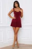 Bow-Detail Lace-Up Corset Mini Dress in Berry Red sold by Oh Polly